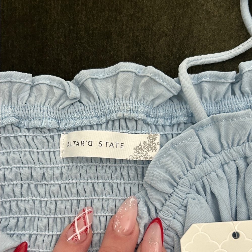 Altar'd State Light Blue Smocked Top - Picture 2 of 9